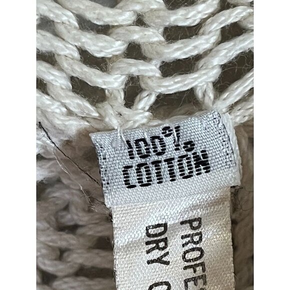 Amano Sweater Women S Cream Hand Knit Cable Chunky Vintage Cotton Coastal Preppy - Picture 7 of 10